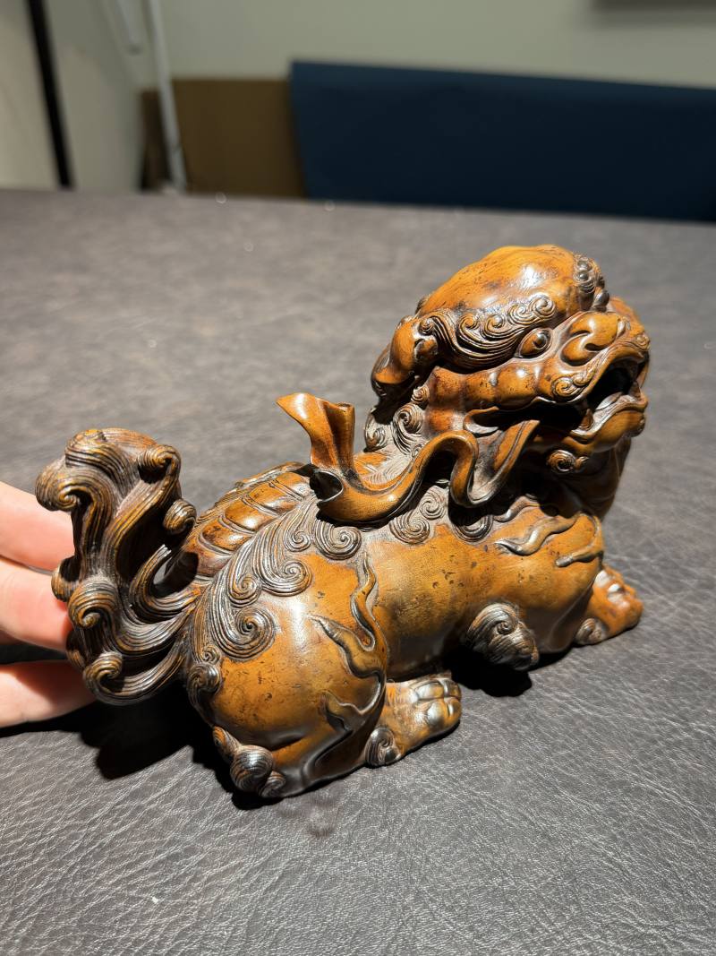 清 黄杨木瑞狮一对 - 图13