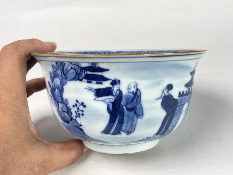 清康熙 青花后赤壁赋诗文碗 - 图2