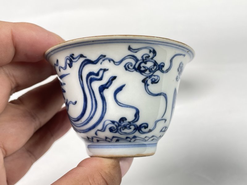 清早期 青花凤纹杯一对 - 图4