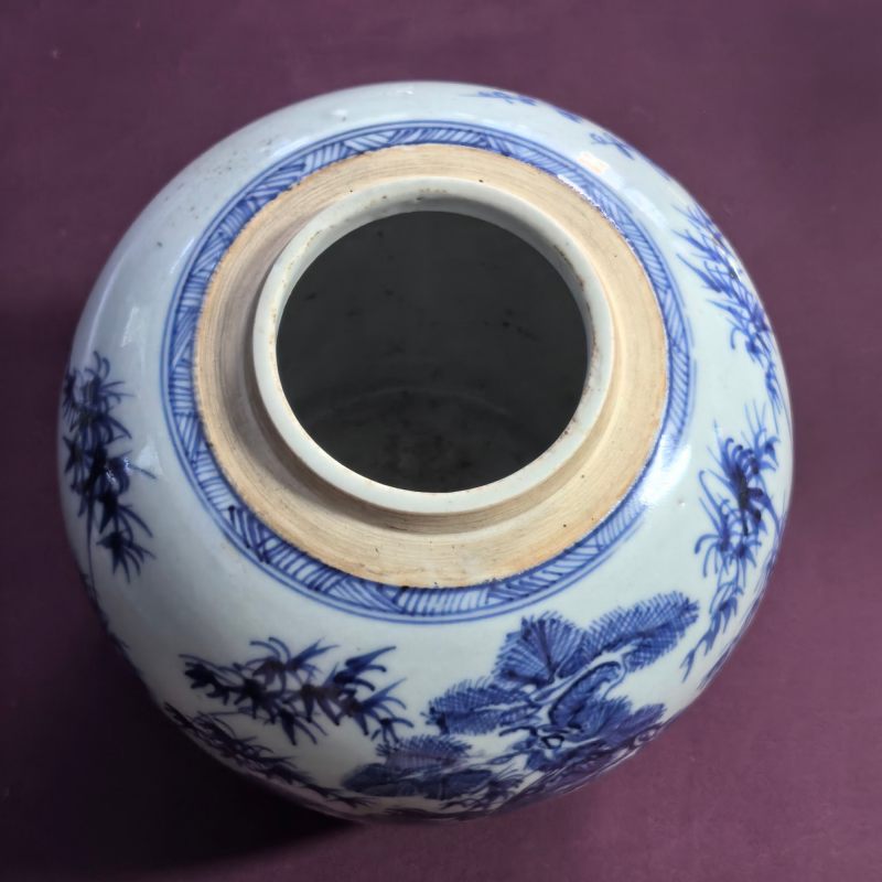 清康熙 青花岁寒三友图罐 - 图6