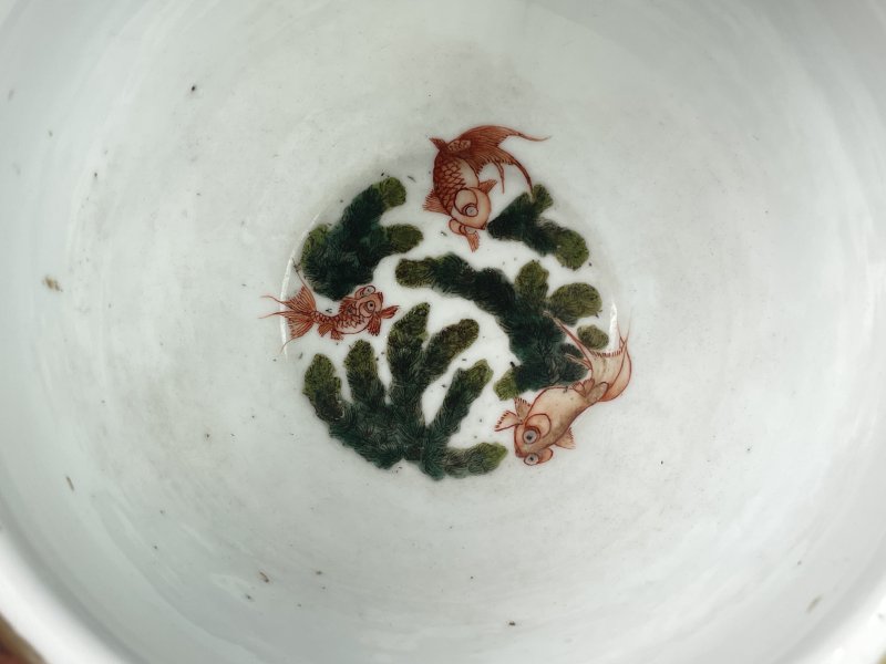 清晚期 粉彩花鸟瓜棱纹小缸 - 图8
