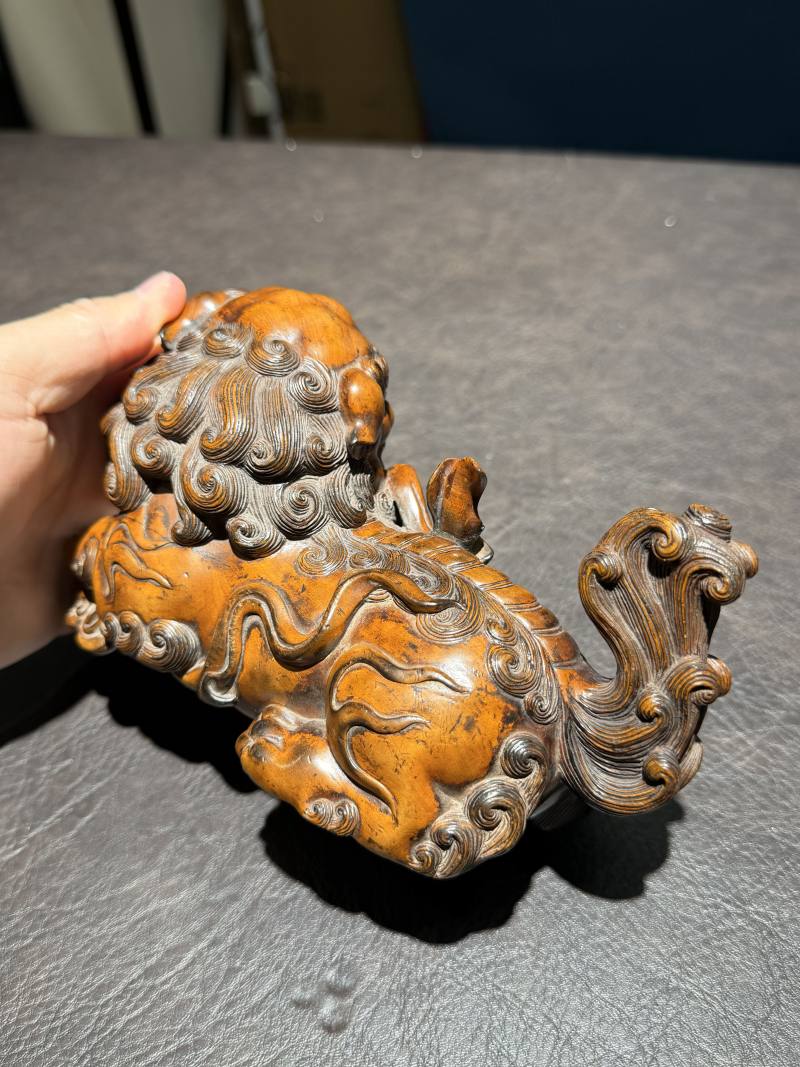 清 黄杨木瑞狮一对 - 图14