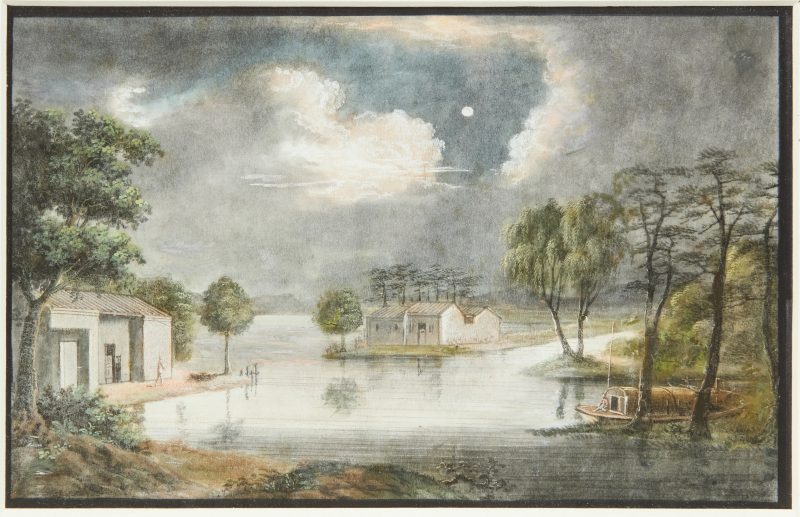 清十九世紀 水粉通草山水畫五幅 | Chinese Guangdong (Canton) school, 19th century - 图2