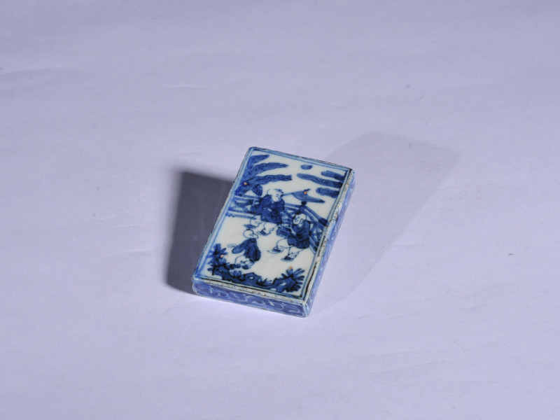 明晚期 青花人物纹挂牌 - 图1