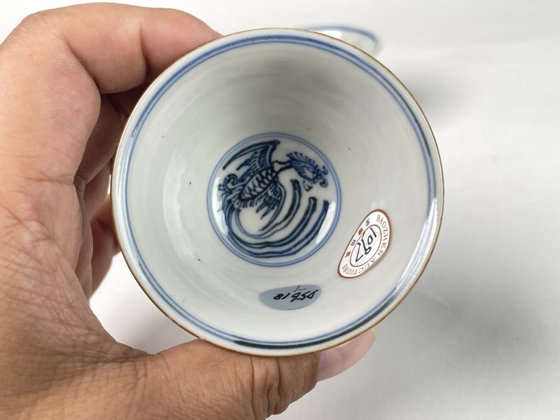 清早期 青花凤纹杯一对 - 图6