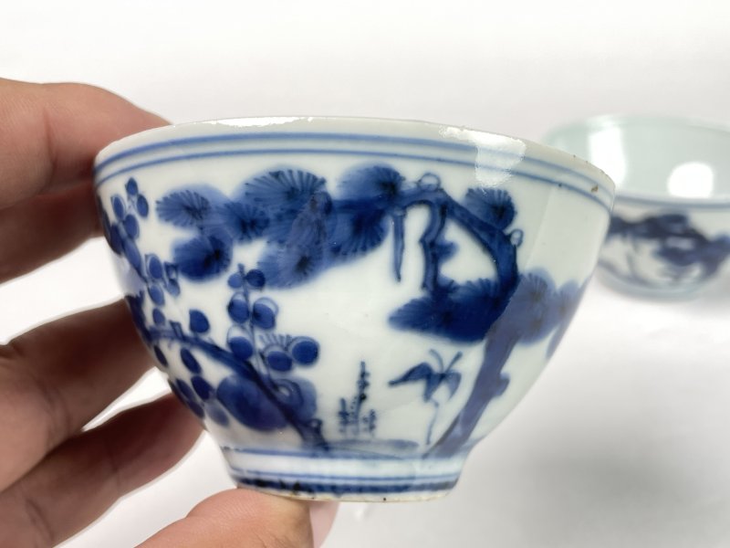 明万历 松竹梅纹杯一对 - 图3