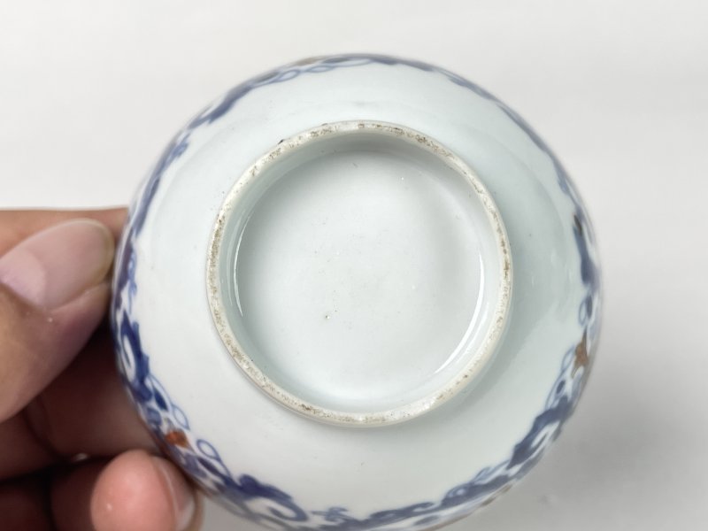 清康熙 青花矾红飞鸣食宿纹杯碟一对 - 图16