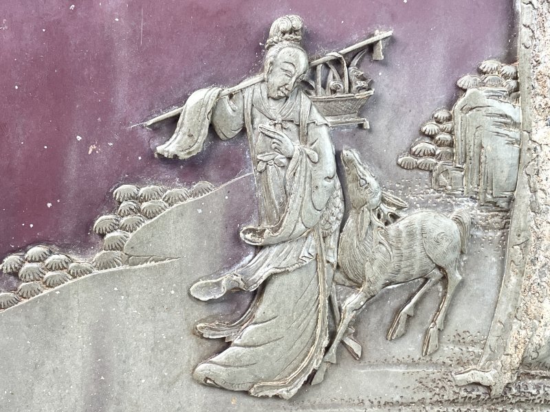 清 祁阳石雕黛玉葬花插屏 - 图5