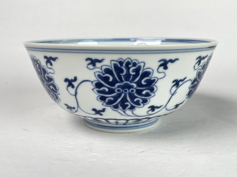 清光绪 青花缠枝莲纹碗 - 图2