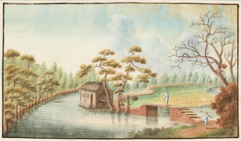 清十九世紀 水粉通草山水畫五幅 | Chinese Guangdong (Canton) school, 19th century - 图4