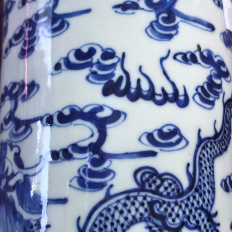 清晚期 青花云龙纹帽筒 - 图7