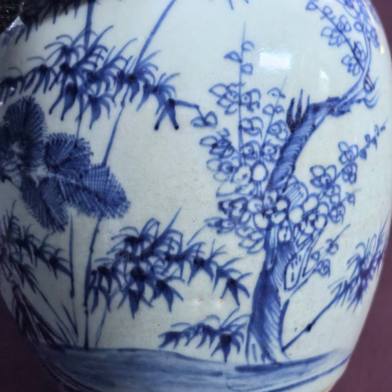 清康熙 青花岁寒三友图罐 - 图10