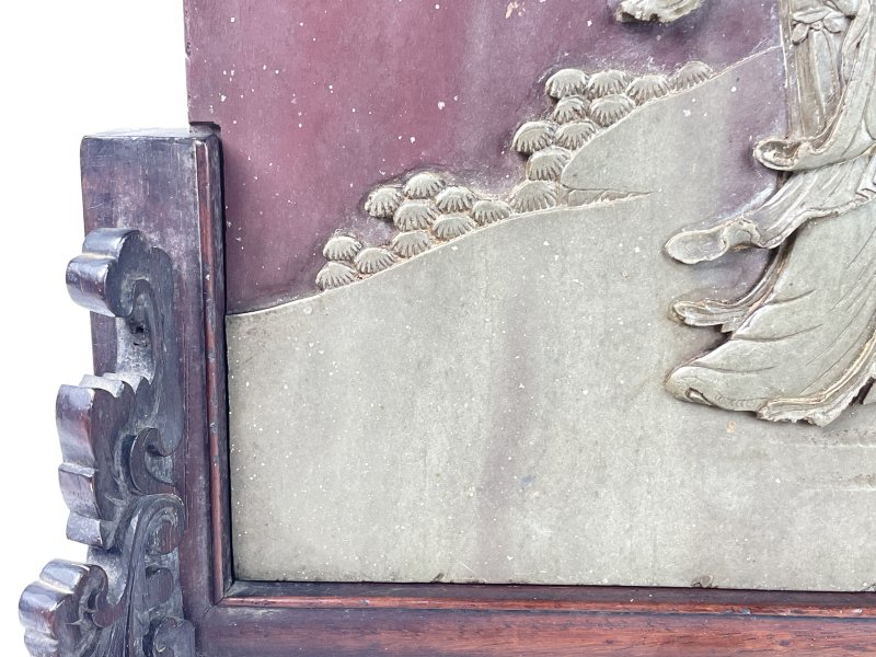 清 祁阳石雕黛玉葬花插屏 - 图6