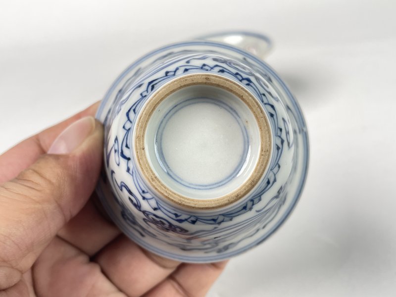 清早期 青花凤纹杯一对 - 图8