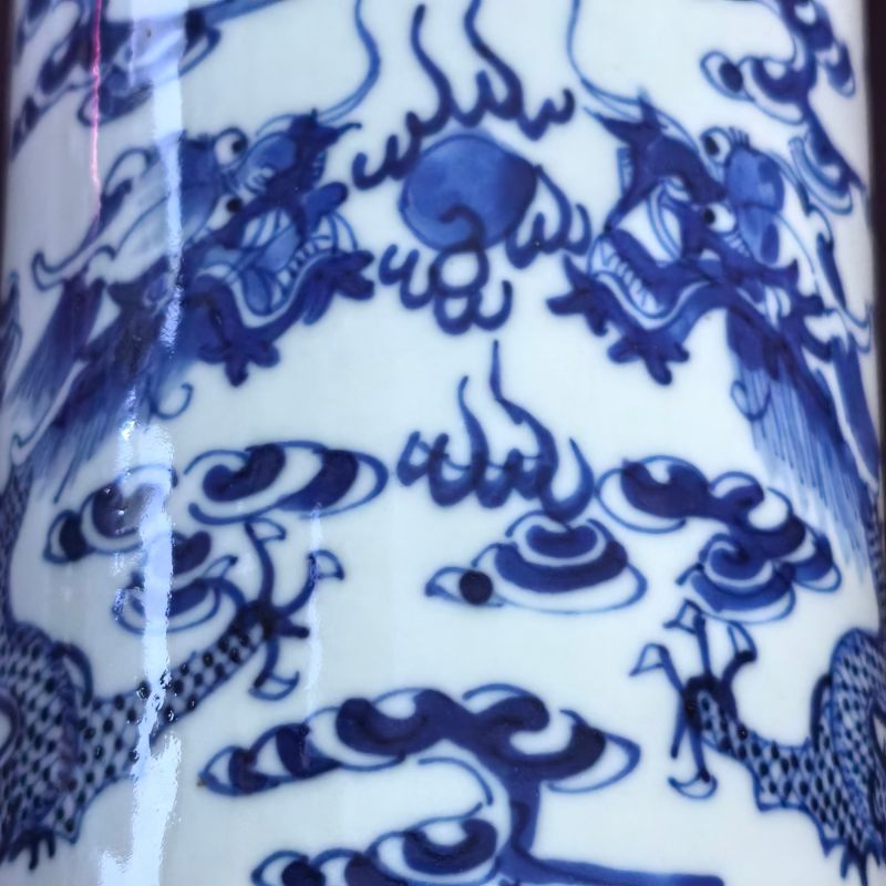 清晚期 青花云龙纹帽筒 - 图8