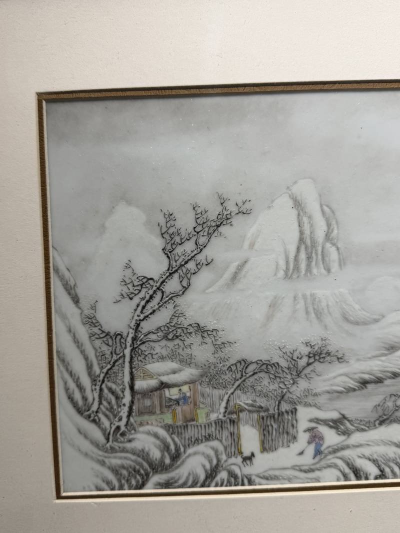 民国 粉彩雪景图瓷板 - 图4