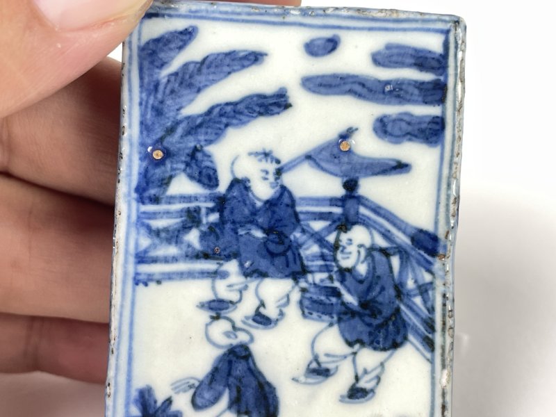 明晚期 青花人物纹挂牌 - 图4