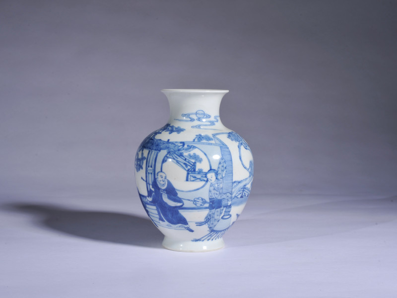 清晚期 青花人物纹尊 - 图1