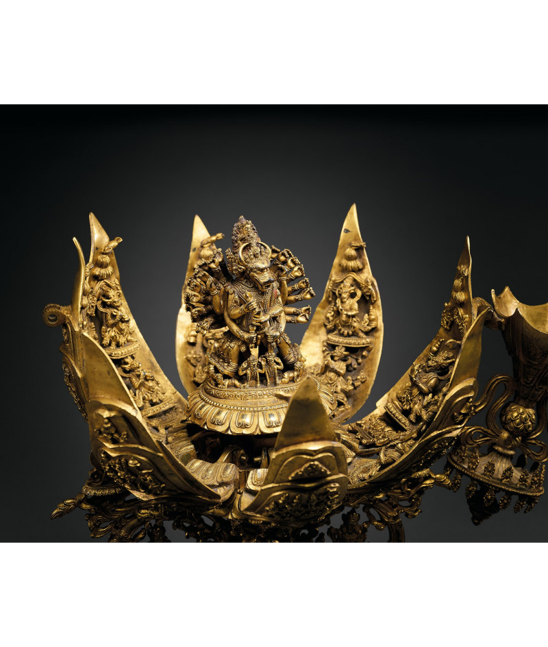 清  銅鎏金大威德金剛曼荼羅 - 图4