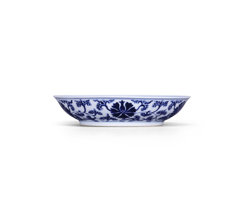 清乾隆 青花缠枝牵牛花纹盘 - 图2