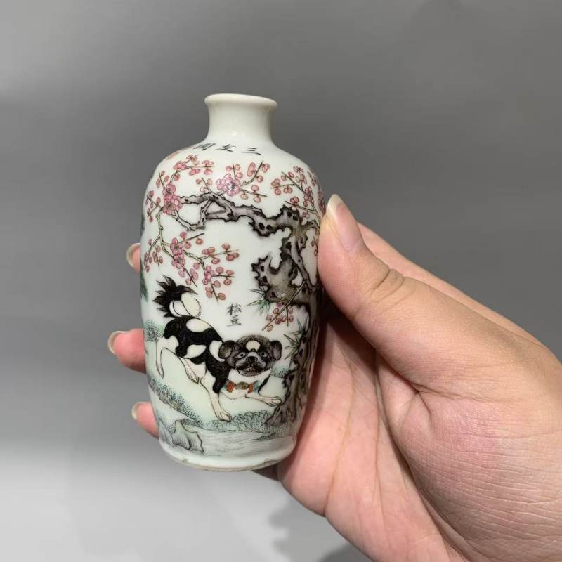 清光绪 素云道人款三友图鼻烟壶 - 图3