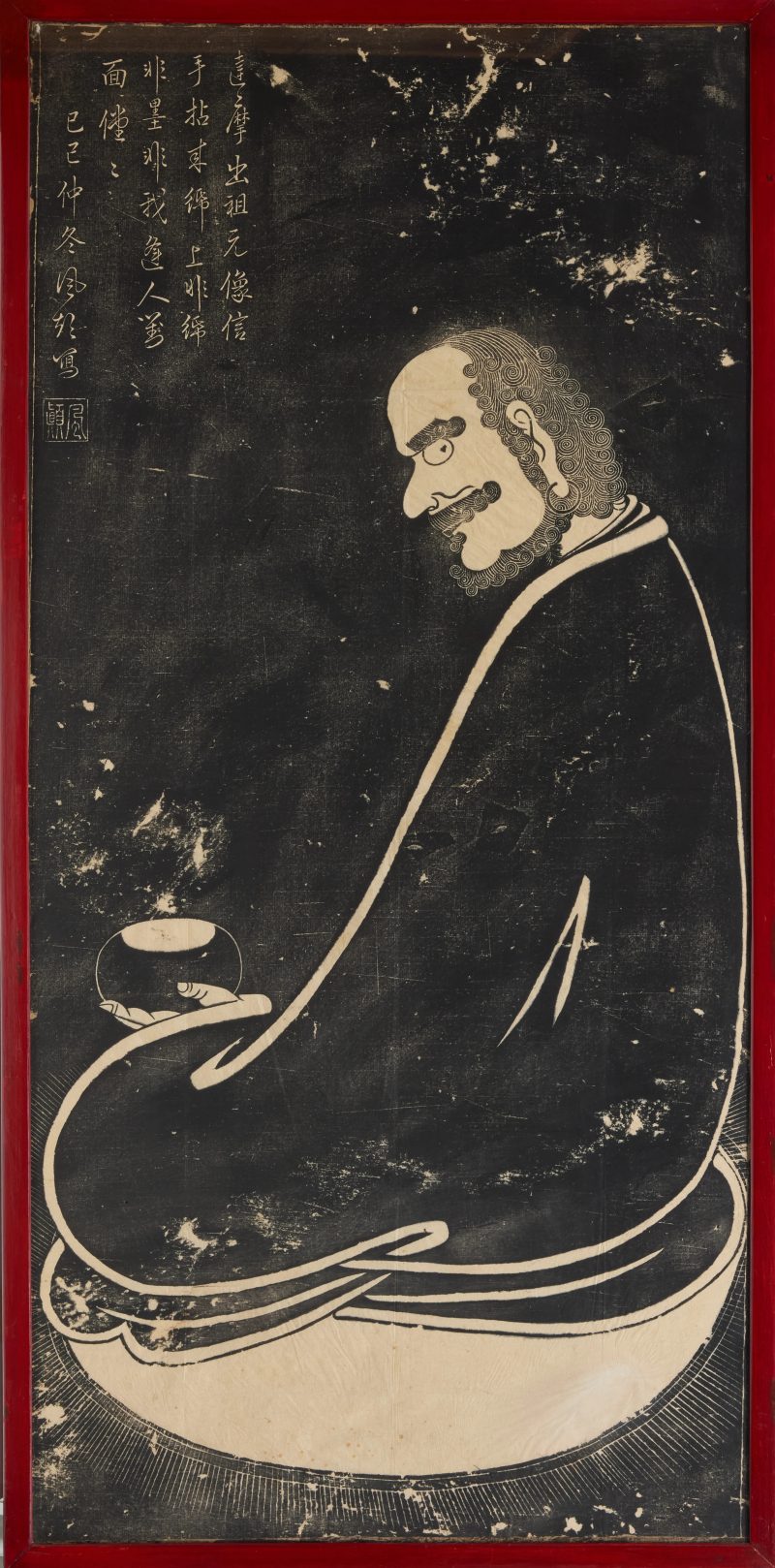 清康熙 - 十九世紀 達摩面壁圖 | A Chinese ink rubbing of Bodhidharma - 图2