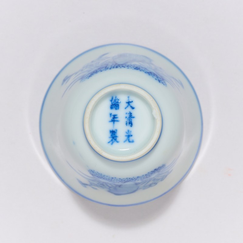 清光绪 青花兰草纹杯 - 图3