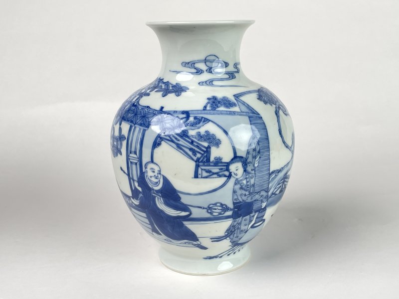 清晚期 青花人物纹尊 - 图2
