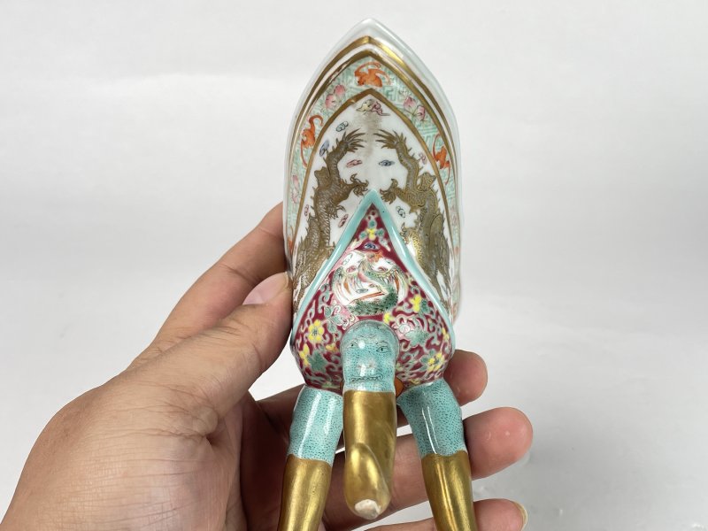 清晚期 粉彩描金龙纹爵杯 - 图4