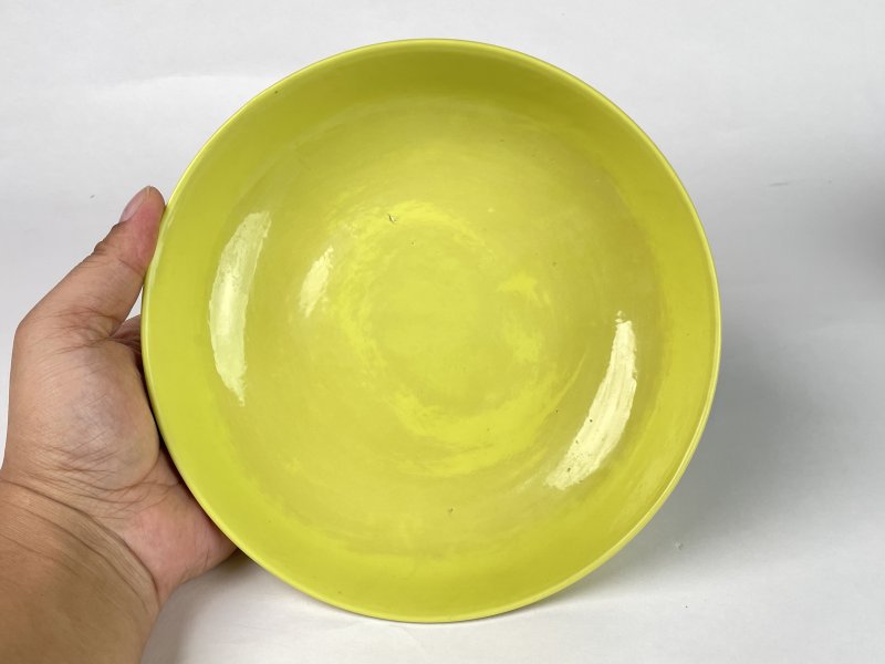 清光绪 柠檬黄釉盘 - 图3