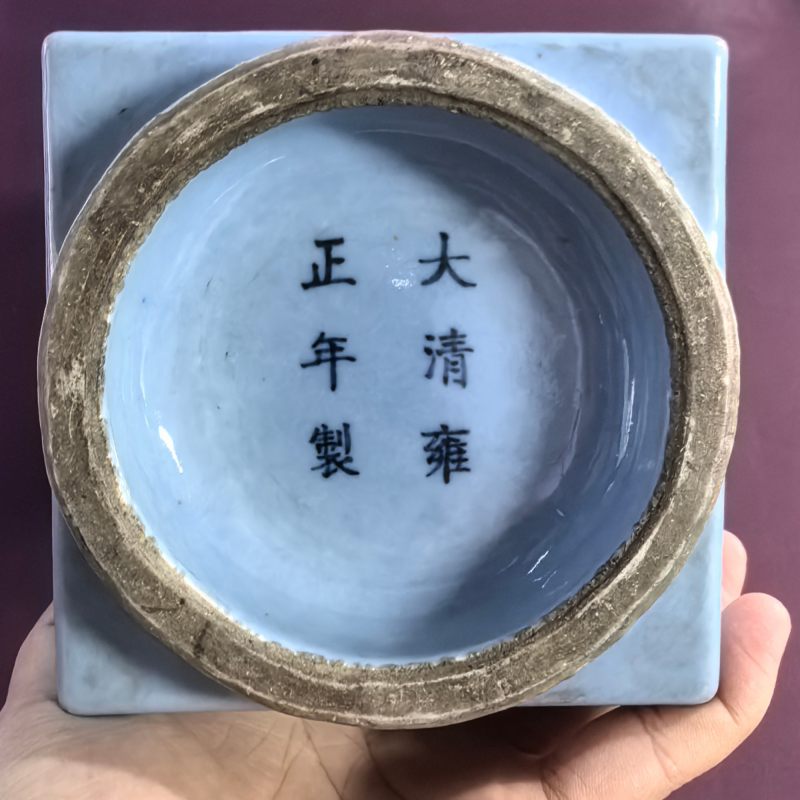 民国 天蓝釉琮式瓶 - 图10