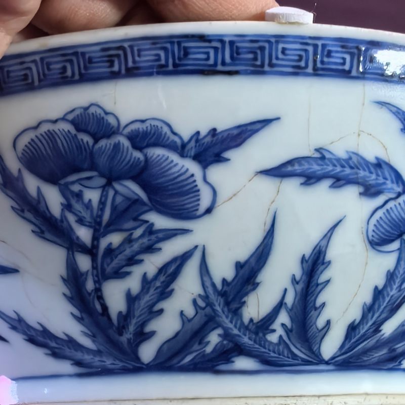 清晚期 青花花卉龙纹盒 - 图8