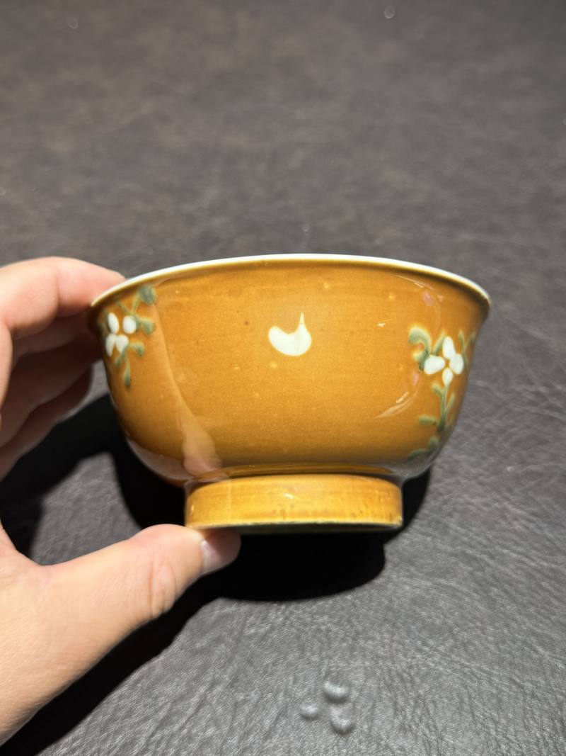 明万历 紫金釉堆花鸟碗 - 图3