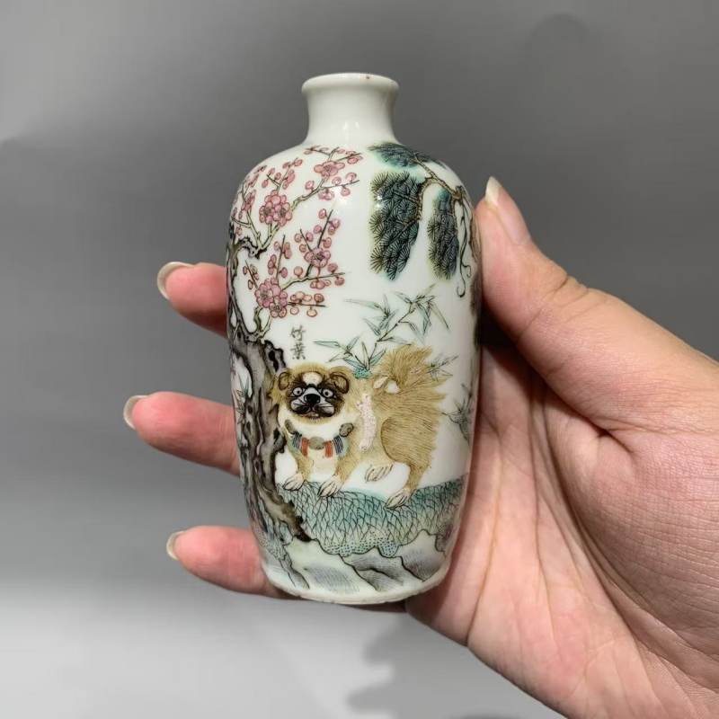 清光绪 素云道人款三友图鼻烟壶 - 图5