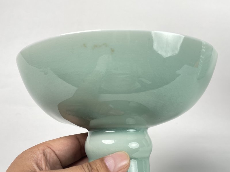 清中期 豆青釉高足碗 - 图4