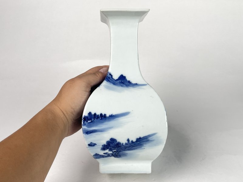 清晚期 青花山水纹四方尊 - 图3