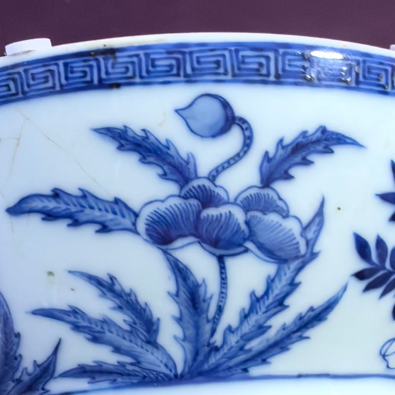 清晚期 青花花卉龙纹盒 - 图9