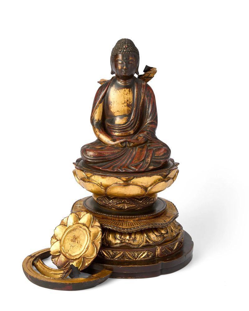 A Japanese gilt-lacquered wood figure of Amida