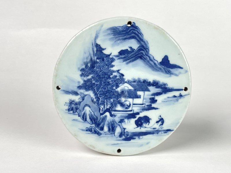 清雍正 青花山水人物小挂板 - 图2