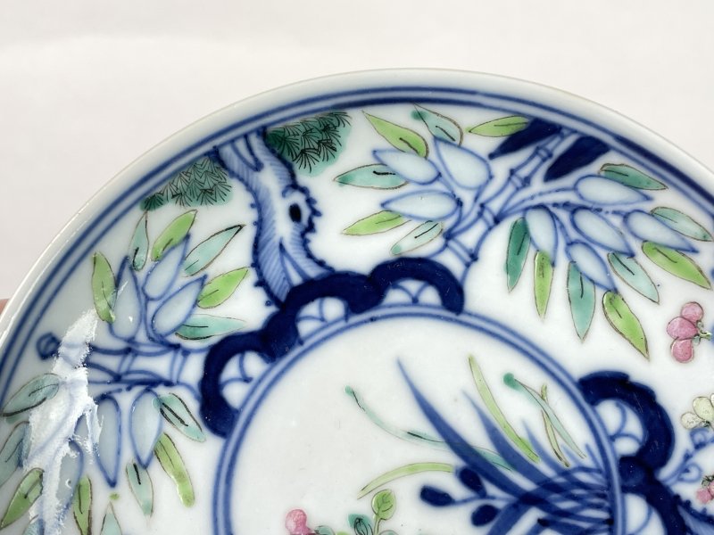 清 玲珑瓷斗彩花卉纹盘 - 图3