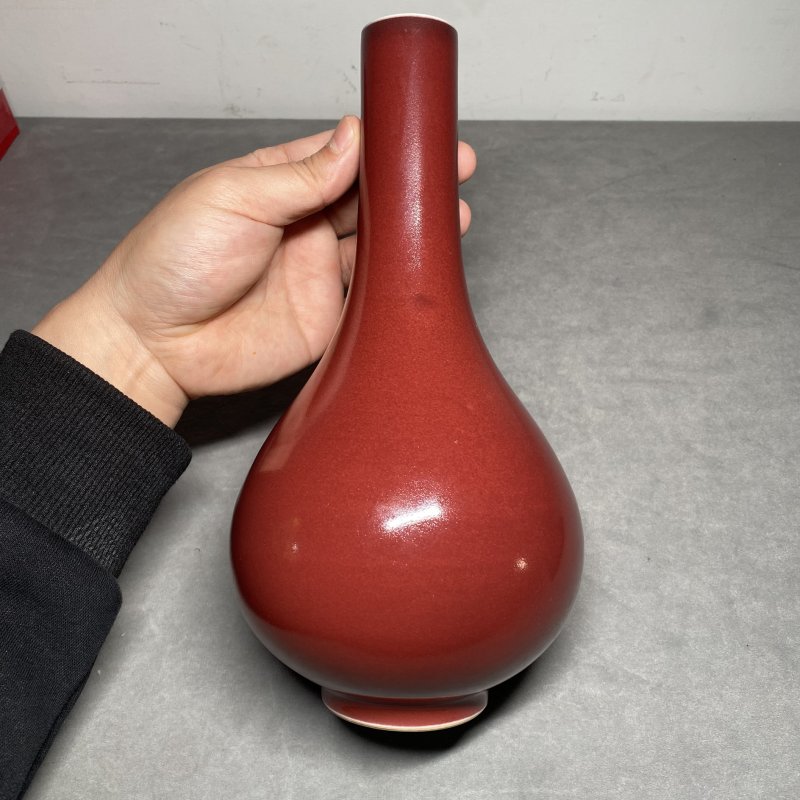 清乾隆 宝石红釉胆瓶 - 图5