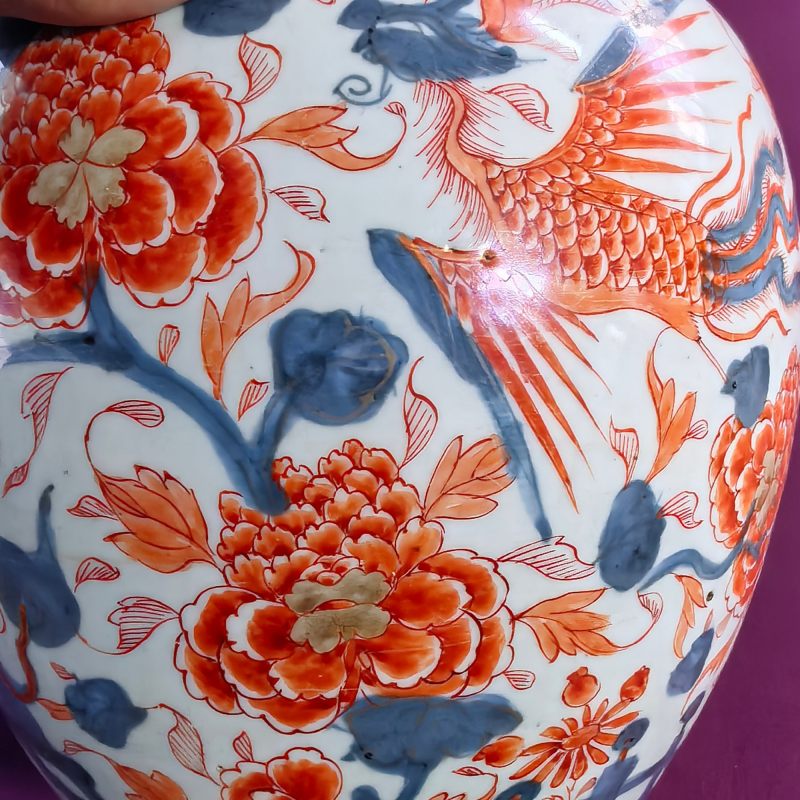 清康熙 青花矾红描金凤凰麒麟牡丹罐 - 图10