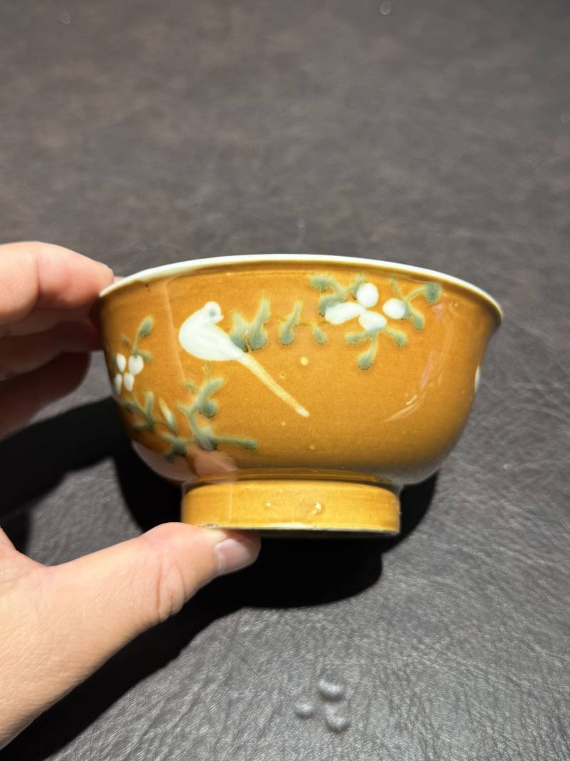明万历 紫金釉堆花鸟碗 - 图4