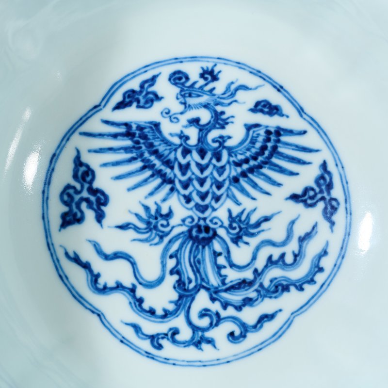 清雍正 青花龙凤纹花口碗 - 图9