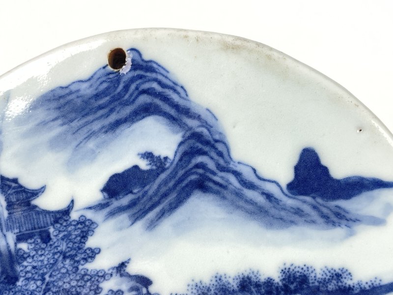 清雍正 青花山水人物小挂板 - 图3