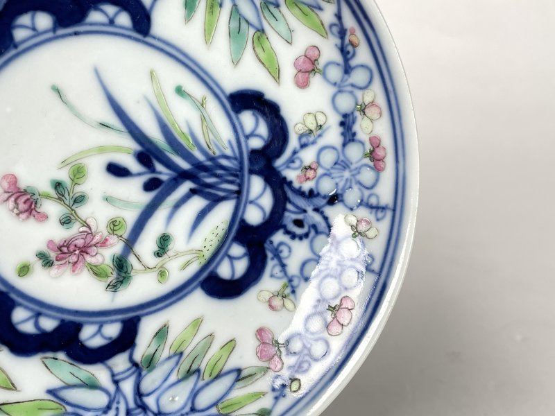 清 玲珑瓷斗彩花卉纹盘 - 图4