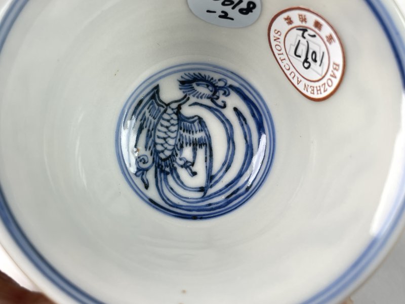 清早期 青花凤纹杯一对 - 图14