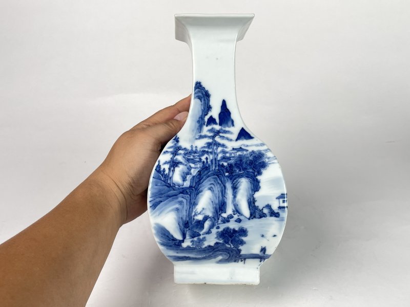 清晚期 青花山水纹四方尊 - 图4