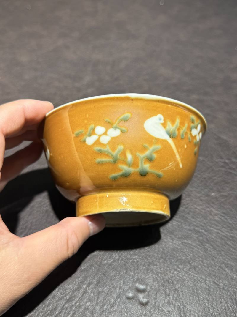 明万历 紫金釉堆花鸟碗 - 图5