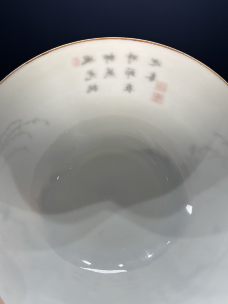 民国 仿乾隆珐琅彩杏林春燕图碗 - 图9